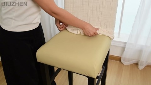 JIUZHEN Bar Stool Covers High Stretch Counter Pub Stool Chair Cover Removable Washable Counter Stool Covers Velvet Bar Stool Slipcovers for Kitchen, Pub, Dining Room, 2 Pack, Camel