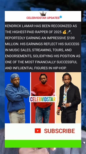 Top Paid Rapper Of 2025 Revealed 💰🎶 #celebritygist #kendricklamar #shorts #viral
