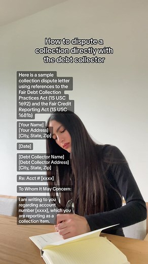 Save this! How to dispute a letter with a debt collector ✍️ #creditrepair #creditscore #creditrestoration #creditrepairtips #credit #creditrepairspecialist #collections #debt #collectionagencies #creditcard #credittips