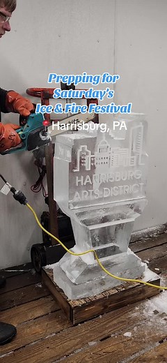 Ice & Fire Festival in Harrisburg! Check out one of our sponsorec ice carvings in progress for this weekend’s Ice & Fire Festival in Harrisburg, PA! Saturday, March 2 from 11am to 7pm. The free event features 60 ice sculptures across the city. PLUS - the downtown street festival will have an ice slide, skating rink, fire dancers, and more. This sculpture highlights the Harrisburg Arts District - a walkable section of parts of Midtown and Downtown featuring museums, murals, live entertainment ven