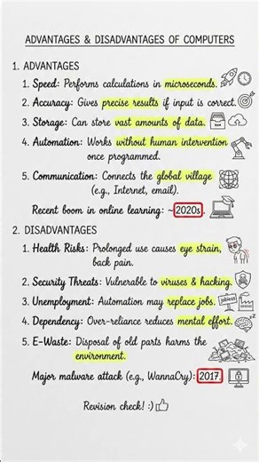 Advantages and Disadvantages of Computer #shorts #notes #computer #computerknowledge