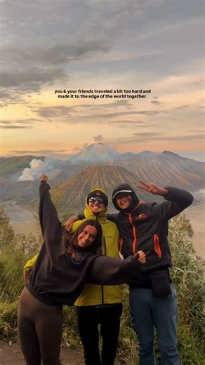 Will | Travel & Outdoor Lifestyle on Instagram: "we are alive ❤️ happy 3 friends saying hi from Mount Bromo - active volcano in Indonesia.. and the edge of the world for us. #travel"