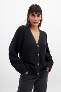 Oversized Knitted Cardigan Black