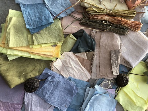 Natural dyeing techniques for fabric and raffia