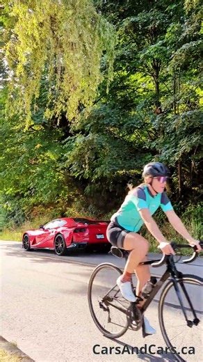 Red Ferrari 812 Superfast Leads, White F12 Follows