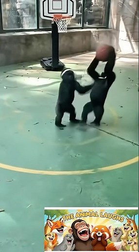🏀What if Gorillas Learn Basketball at the Zoo #funny #gorilla #basketball #zoo