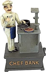Design Toscano Chef Die-Cast Iron Mechanical Coin Bank