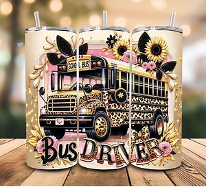 School Bus Driver Appreciation Tumbler Wrap Png Back to School 20oz Skinny Sublimation Leopard Print School Bus Driver Tumbler Digital - Etsy