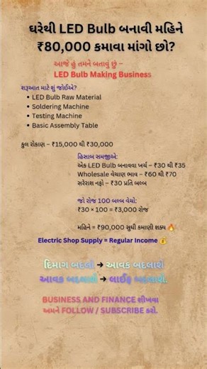LED Bulb Making Business | ₹20,000માં શરૂ કરો અને મહિને ₹80,000 કમાવો #ledbulb #bulb