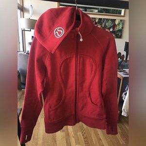 Lululemon Red It’s Just Lunch Scuba Hoodie Full Zip Jacket