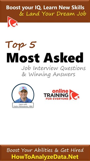 2025’s Most Asked Interview Questions with Winning Answers! Discover Top 5 Job Interview Questions & Expert Answers and learn strategic, winning answers to stand out to hiring managers. This video offers practical tips to help you answer confidently and make a memorable impression in your next interview! Practice Job Interview and Hiring Assessment Tests: https://www.howtoanalyzedata.net/ ____ Download FREE Sample Hiring Assessment Test Questions (PDF eBook): https://www.howtoanalyzedata.net/0fy