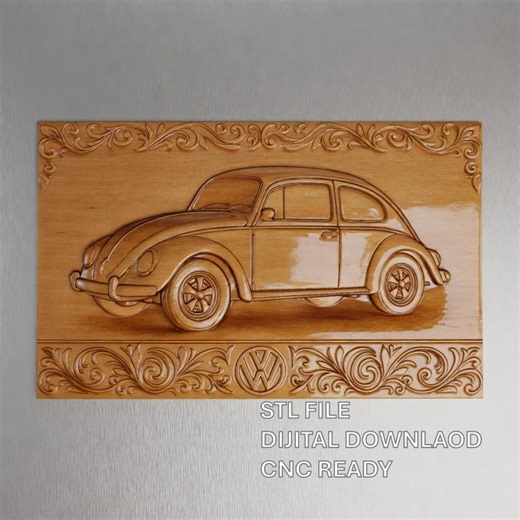 Classic Bug Car 3D Model STL, Retro Wall Decor, CNC Files for Wood Carving, Bas Relief Car Art, Rectangular Panel, Wood CNC Gifts,vcarve - Etsy