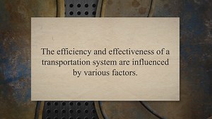 Factors Affecting Transportation
