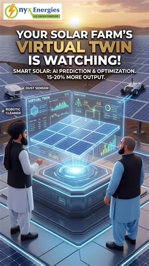 🤖📊 YOUR SOLAR FARM’S VIRTUAL TWIN IS WATCHING! Installing a solar farm is just the first step. The real challenge is keeping it running at peak efficiency in Pakistan’s dusty and demanding environment. At Onyx Energies, we believe in Smart Solar. That's why we're exploring the power of AI Digital Twins. Imagine a virtual replica of your entire solar plant that lives in the cloud, constantly predicting, analyzing, and optimizing every single panel and inverter! 🌟 Why AI Digital Twins are a Gam