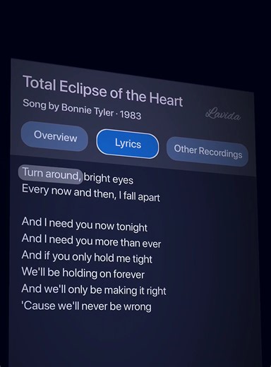 Total Eclipse of the Heart — Bonnie Tyler Lyrics Video