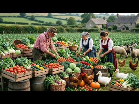 Village Life in England — No Noise, Just Real Farm Life | Harvesting & Feeding Animals (4K)