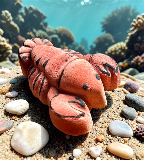 Lobster Bath Bomb, Organic Essential Oils, Ocean  Theme, Natural colorant