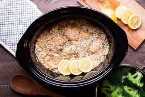 Slow Cooker Lemon Pepper Chicken with Rice