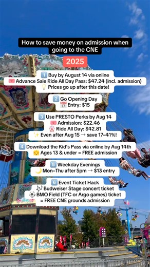 Geerthan Ranjhan | Here is how to save money on admission going to the CNE this year 🎟️🎡🎠🎢 #letsgototheex #cne2025 #theex #cne #canadiannationalexhibition... | Instagram