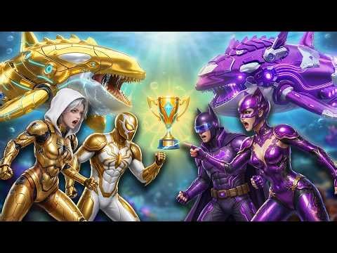 Golden SPIDER MAN VS Violet BATMAN: Spider Man Gets The Magic Whale Racing Championship