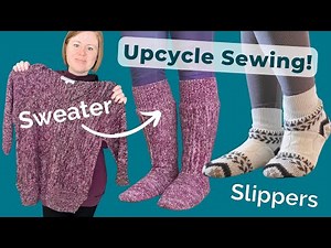 Upcycle a sweater into slipper boots! Easy sewing project with detailed sewing pattern instructions.