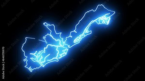 map of Charleston in south carolina with a blue glowing neon effect Stock Video