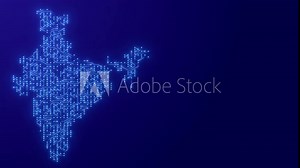 Digital Map of India with blue circuit board background. India Map with artificial intelligence concept