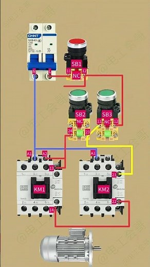 Three-Phase Motor Forward Reverse Self-Locking Control Circuit | Motor Wiring Explained Step by Step