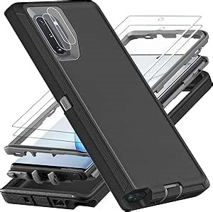 Amazon.com: YKHJKLEC for Samsung Galaxy Note 10 Case, ONLY, [NOT FIT Galaxy Note 10 Plus], with 2Pcs [Self Healing Flexible TPU Screen Protector & Camera Lens Protector], Military Grade (Black/Grey) : Cell Phones & Accessories