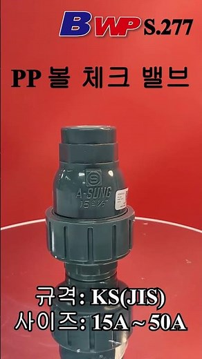 PP 볼 체크 밸브 나사 타입. PP 볼 체크 밸브 PT 타입. PP Ball Check Valve Thread type. 아성플라스틱밸브(주). BWP