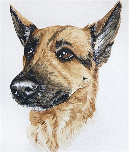 Custom Watercolor Pet Portrait: Personalized Dog Memorial Painting - Etsy