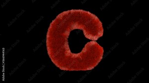 Fluffy hair fur text typography with alpha channel C