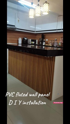 DIY time 🔨⚒️ #pvcflutedwallpanel #diy #installation #kitchencounter