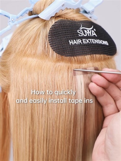 Tutorial on installing tape-in hair extensions using tools!#humanhairextensions #weftextensions #suyyahair #hairtutoria #haireducation #humanhair #FYP