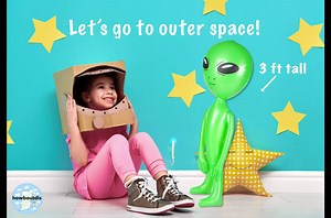 Green Alien Inflate 32 Inches Tall -Great Party Decoration - All Ages - Great for Parties of all Themes - Halloween decoration - Great as a Party Prize too