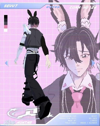 3D VTuber & VRChat avatar model for SevVT. Made in VRoid & Blender #vroid #vrchatavatar #vtuber #3d