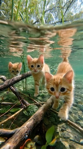 Cute Kitten Having Fun Underwater ❤️❤️❤️Cute Baby Duck #catz #cat #shorts 08012026C