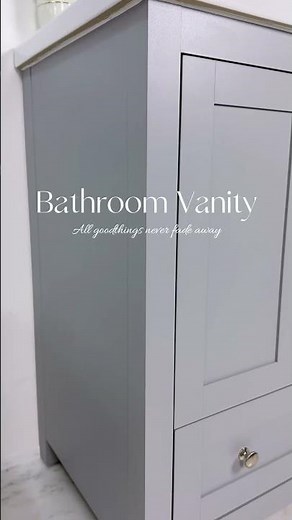 Adak 24" Compact Gray Vanity with Porcelain Top | Space-Saving Sink Cabinet for Small Bathrooms