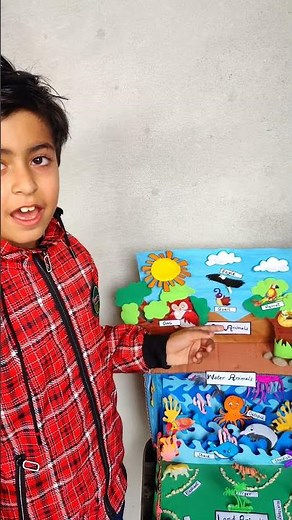 Air, Water and Land Animals project for grade 2| Animals 3d model #animals ##animalsproject#diy