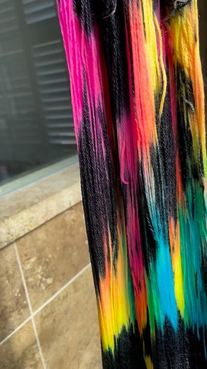 Ok, this is the BEST batch of Who Gave The Squirrel Caffeine!! No filters or adjustments, just standing next to a sunny window. This is the perfect intensity I had envisioned. These are drying and will be shipped to their new homes very soon! You can order some too!! Dyed-To-Order on 6 base options at thepurlingsquirrel.com #neon #yarn #handdyedyarn #indiedyedyarn #merinowool #goalachieved #perfection #handdyed #crochet #fiberart #knit | The Purling Squirrel