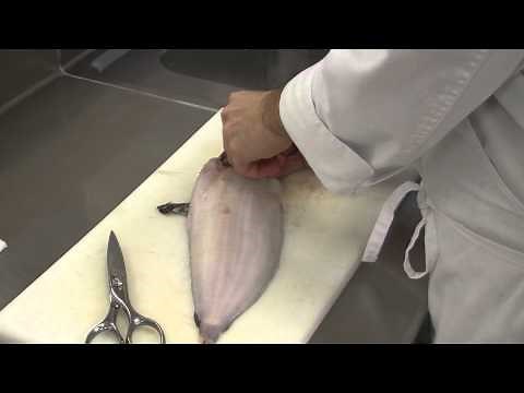 limpieza y eviscerado de un pescado plano