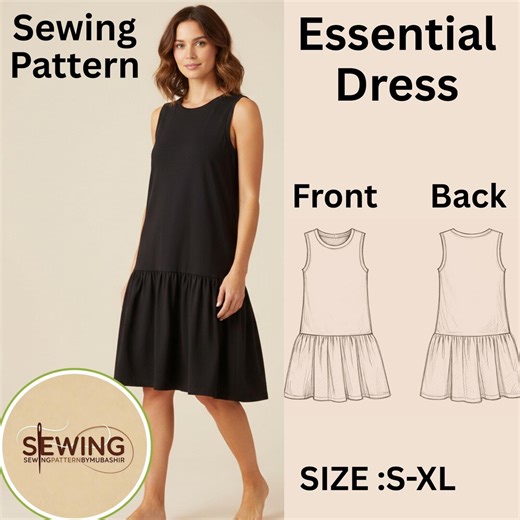 Essential Dress Sewing Pattern PDF | Drop Waist Dress Pattern | Sleeveless Everyday Dress | Women Sizes S-XL | Digital Download - Etsy