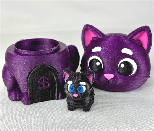 3D Flexi Cat and Cat House | Fidget Figures & Desk Toys | Mini Collectibles - Etsy