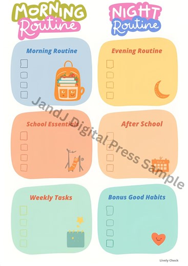 Kids Daily Routine Chart | Editable Morning, Evening Checklist (canva Template, Printable PDF) - Etsy