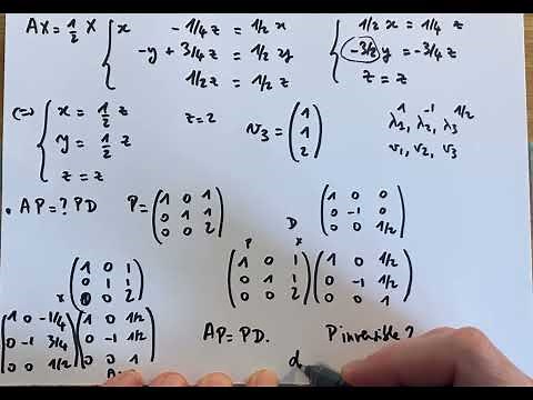 Diagonalization of a 3x3 matrix and applications to coupled sequences [Matrix calculus, Sequences]