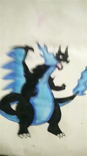 mega X Charizard drawing detailed colour#shorts_video #art #Pokemon#anime