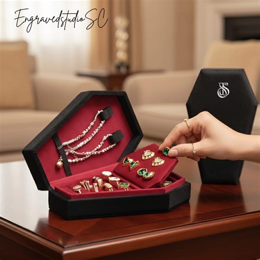 Handmade Personalized Velvet Coffin Jewelry Box – Gothic Travel Organizer - Bridesmaid Gifts - Gifts for Her - Etsy
