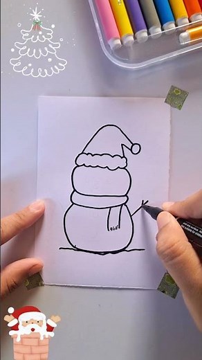 how to draw Christmas stuff for kids / how to draw Christmas snowman #shorts #kids #art #shortvideo