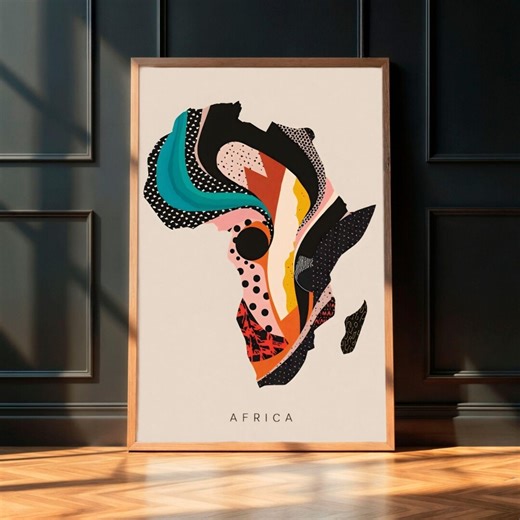 Africa Map Printable, Afrocentric Wall Art, Modern African Colorful Decor Poster Download - Etsy