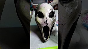 Spray painting cheap dollar store Halloween mask (full alien mask video)